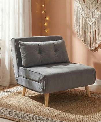 SOFA BED SINGLE PESCARA SF-N2404A CORDUROY GREY- SOFA 765*840*810/SOFA BED 1980*765*325 MM