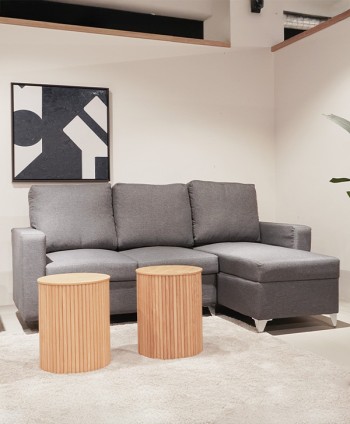 SOFA L SHAPE LIVORNO RHS GB082-5 DARK GREY CHAISE LONGUE L1440*D630/2 STR W1350*D SH 490 (LOCAL)