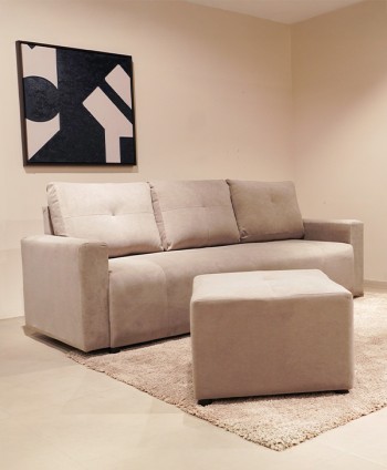SOFA L SHAPE LAYTON L SHAPE SOFA ( 3 SEATER + OTTOMAN) LIGHT GREY MICROFIBRE - LOCAL
