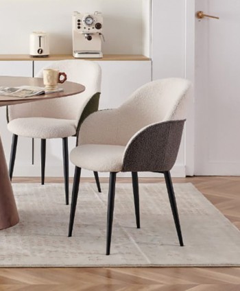 DINING CHAIR MARBELLA PL7055 W590*D630*H830MM, SH470MM TEDDY FABRIC METAL LEG WITH SANDED BLACK GRE