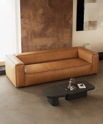 SOFA 3 STR RESIDENCIA AS166-3 (ROUND EDGE) SOFA 248*103*63 CM TOP GRAIN LEATHER
