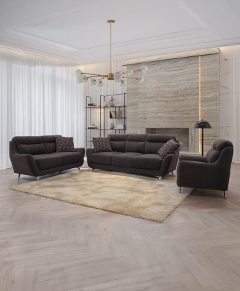 SOFA SET 3+2+1 MIAMI SOFA PU BROWN - LOCAL SH45/D 84/ W SS92-2S150-3S200