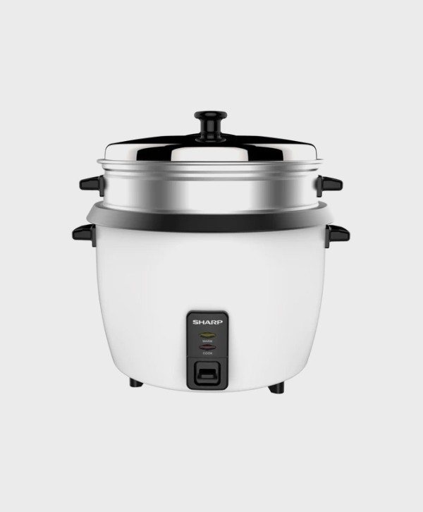 SHARP 1.0L RICE COOKER WITH STEAMER & COATED INNER POT WHITE