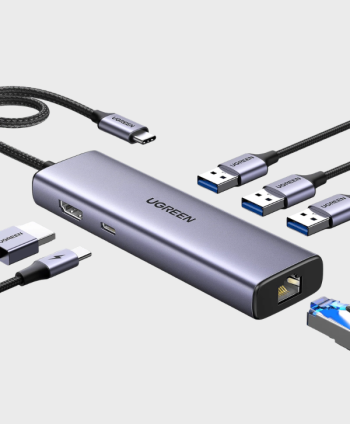 UGREEN USB-C TO HDMI(4K@30HZ)+3*USB-A3.0+GIGABITRJ45+PD(100W)
