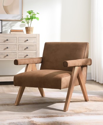 SOFA ACCENT CHAIR SAPHIRE (REF AC03801)  280W*340D*300H SUEDE CHOCOLATE