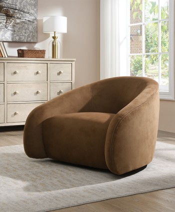 SOFA ACCENT CHAIR SAPHIRE W/SWIVEL(REF A03804) 380W*380D*280H SUEDE CHOCOLATE