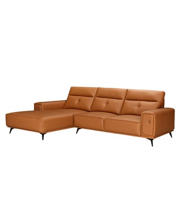 SOFA L SHAPE VOGUE 227 4 L SHAPE SOFA CHAISE CL HALF LEATHER MOCCA 3226
