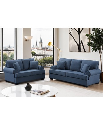 SOFA SET 3+2 YANA-355 EASY CLEAN FABRIC COL INDIGO 1990/1560*870*880 MM