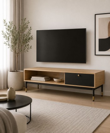 LIVING COFFEE TABLE NOVARA OAK/BLACK L100.0*W50.0*H40.0CM CJ-N2307S