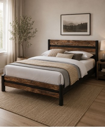 BEDROOM QUEEN BED PENELOPE SV-B01 (6079) MATTRESS SIZE: 1520 X 2000MM SOLID WOOD POST