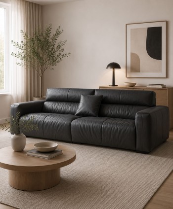 SOFA 3 STR AZUR SF2228 PU LEATHER BLUE W2400 D1050 H820 MM