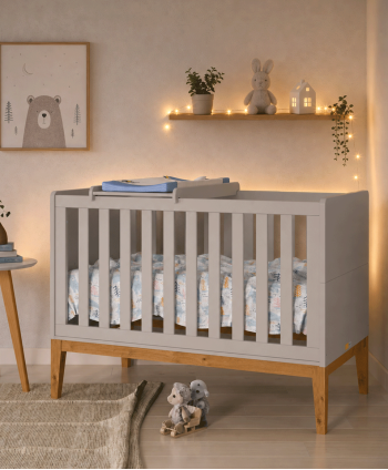 BEDROOM CRIB NATURE REF 61459 2X1/GREY/OAK FINISH W1350 H 960D 770 MM (MATTRESS 1300X700MM)