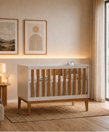 BEDROOM CRIB UNIQUE REF 61694 2X1 WHITE/OAK FINISH W1334 H995 D779 MM (MATTRESS 1300X700MM)