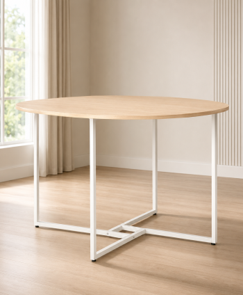 DINING TABLE RIMINI CZ-N220215MM METAL FRAME GREY+ BOARD OAK W1200 D1200 H760 MM