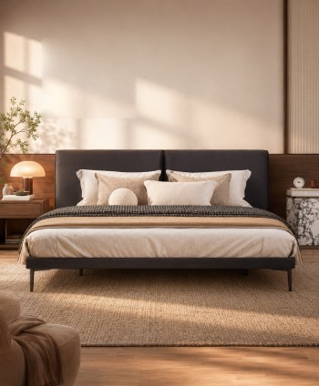 BEDROOM KING SIZE BED ENDY B-0001C - PVC - GREY W 1820* L2100* H 1030 MM