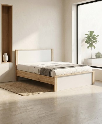 BEDROOM DOUBLE BED COSTA IVORY OAK/SNOWY WHITE W1500 X L1900 MM