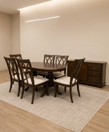 DINING SET - SPECIAL ELEEZE DINING SET TABLE (L 150* W90*H75) +6 CHAIRS + SIDEBOARD ANTIQUE OAK