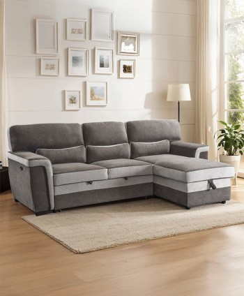SOFA L SHAPE ELSA (REVERSIBLE)/SOFA BED  -COL SLATE GREY 2450*830/1460*880H MM