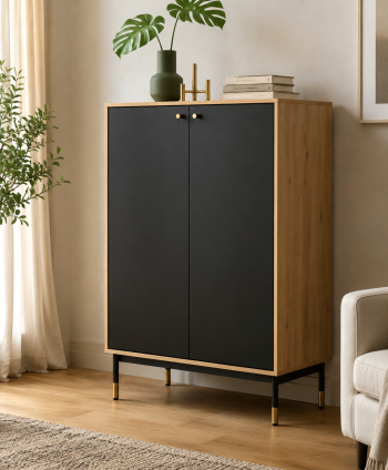 LIVING CABINET LUGANO OAK&BLACK L150.0*W40.0*H82.0 CM BS-N2317