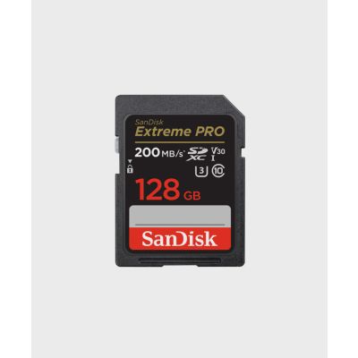 SANDISK EXTREME PRO SD UHS I 128GB CARD FOR 4K VIDEO FOR DSLR AND MIRRORLESS CAMERAS 200MB