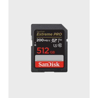 SANDISK EXTREME PRO SD UHS I 512GB CARD FOR 4K VIDEO FOR DSLR AND MIRRORLESS CAMERAS 200MB