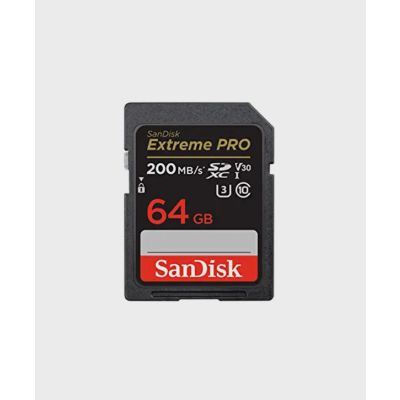 SANDISK EXTREME PRO SD UHS I 64GB CARD FOR 4K VIDEO FOR DSLR AND MIRRORLESS CAMERAS 200MB